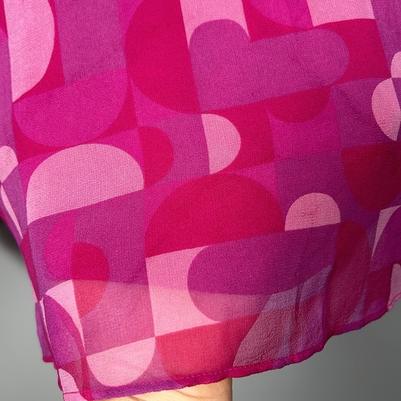 Vintage Pink Silk Long Sleeve Sheer Silk lined shirt size Large - Picture 8 of 14